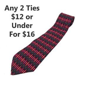 EUC Van Heusen 100% Silk Tie Dark Red Geometric